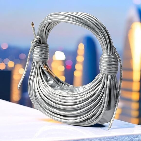 Knotted Noodle Bag HOBO Handbag Faux Leather New Unique Design Shoulder Bag - Picture 4 of 8